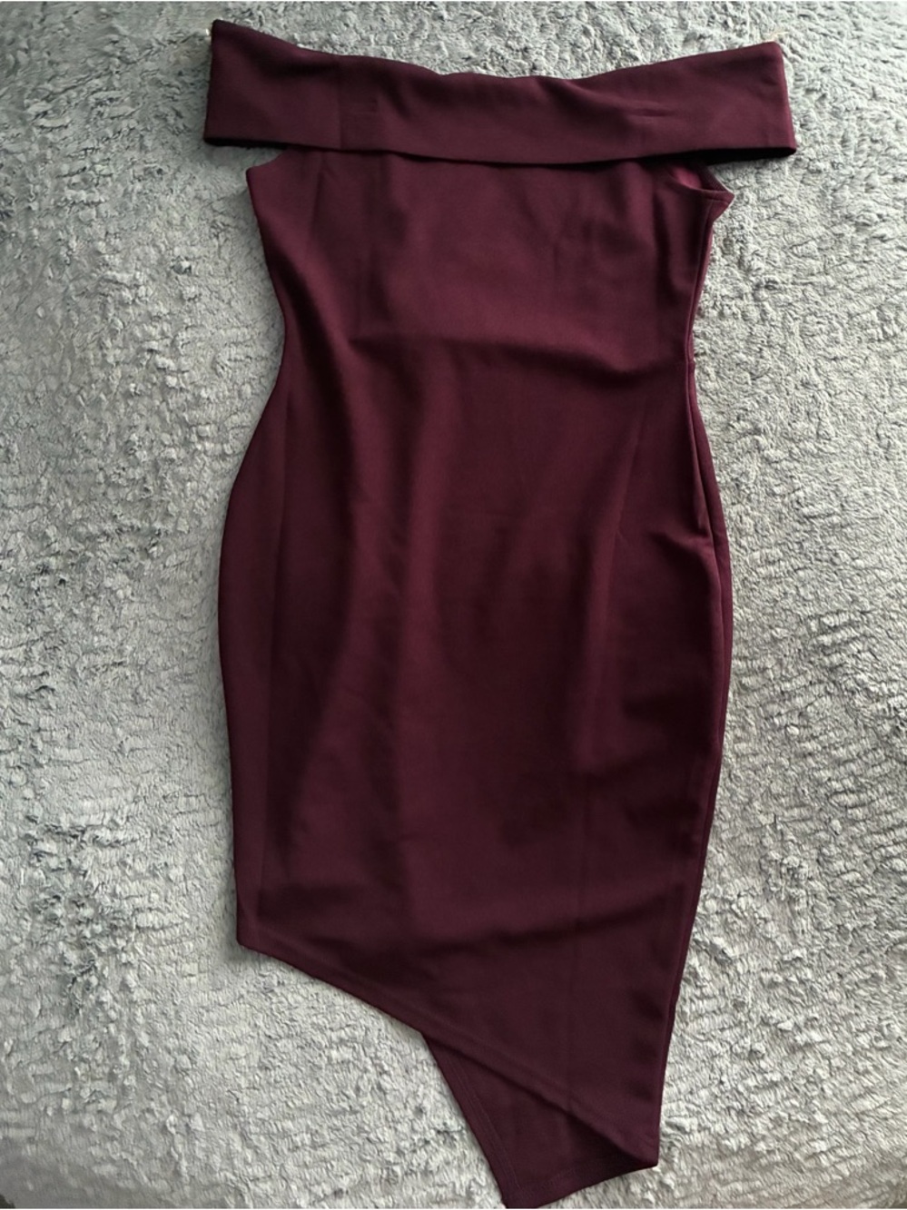Fashion Nova Off-Shoulder Burgundy Bodycon Dress - Picture 3 of 3